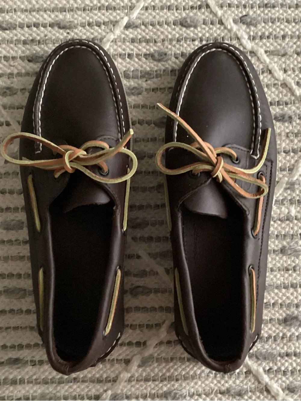 Sperry Dark Brown Leather Boat Shoes with Contrast Laces